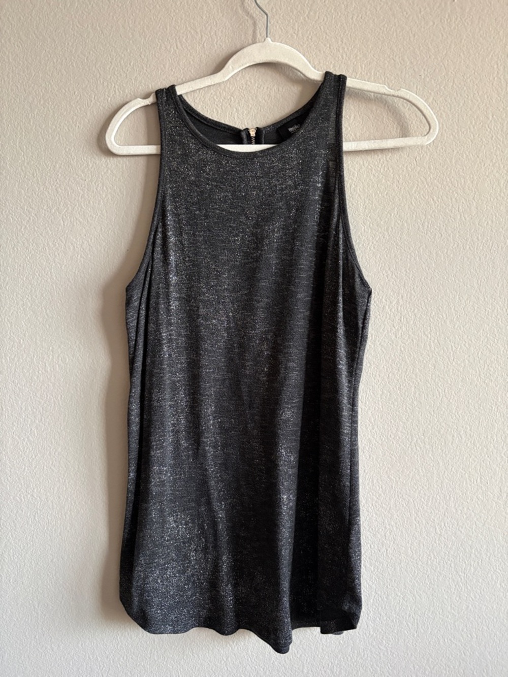 Mossimo Shimmer Racerback Tank Top Black Relaxed Fit Lightweight Knit Size M